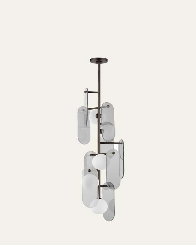 Megalith Mirror Smoke Glass 5-Light Chandelier